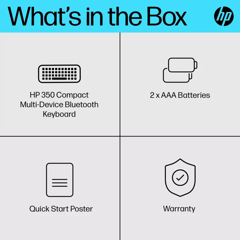 HP 350 kompakti monilaitteinen Bluetooth-näppäimistö, langaton, Bluetooth, mekaaninen, QWERTY, musta