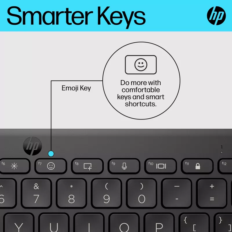 HP 350 kompakti monilaitteinen Bluetooth-näppäimistö, langaton, Bluetooth, mekaaninen, QWERTY, musta