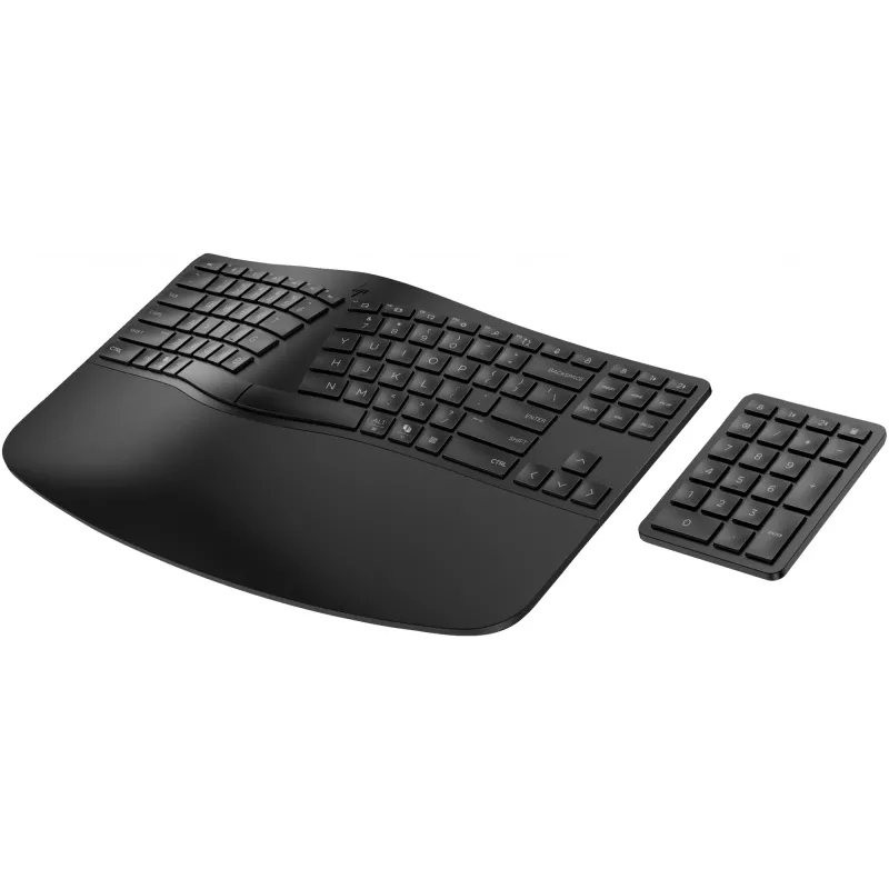 HP 965 ergonominen langaton näppäimistö, täysikokoinen (100%), langaton, RF Wireless + Bluetooth, kalvomalli, QWERTY, musta
