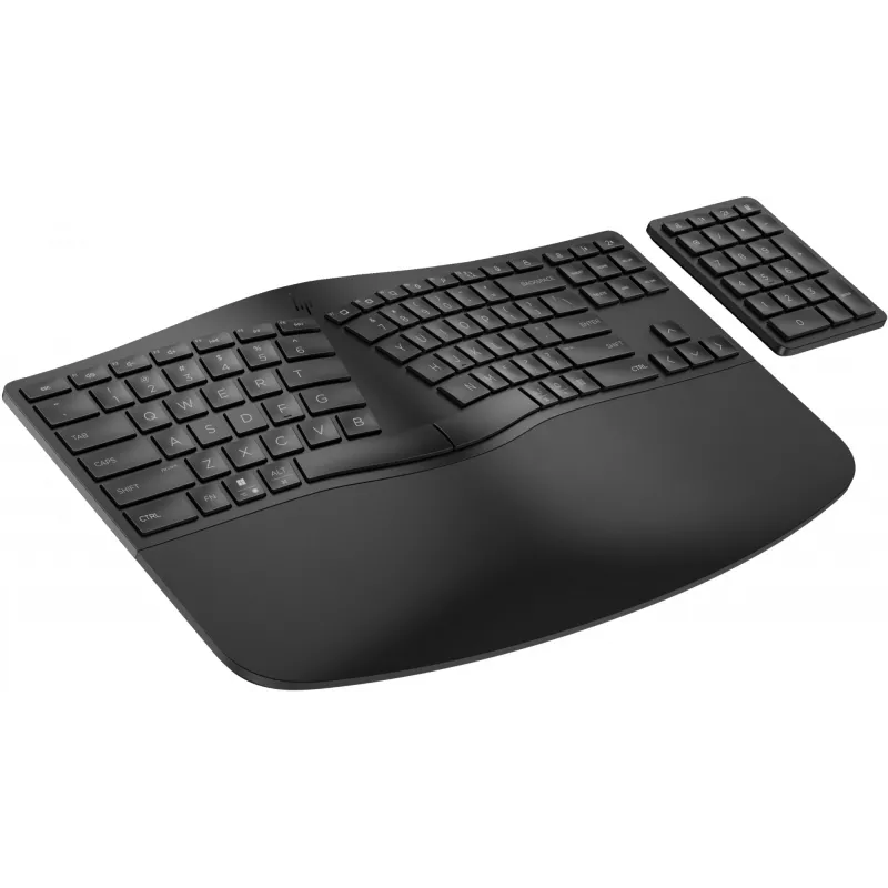 HP 965 ergonominen langaton näppäimistö, täysikokoinen (100%), langaton, RF Wireless + Bluetooth, kalvomalli, QWERTY, musta