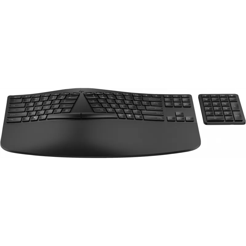 HP 965 ergonominen langaton näppäimistö, täysikokoinen (100%), langaton, RF Wireless + Bluetooth, kalvomalli, QWERTY, musta