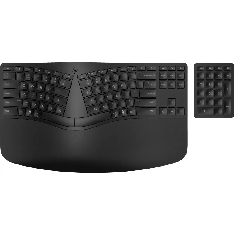HP 965 ergonominen langaton näppäimistö, täysikokoinen (100%), langaton, RF Wireless + Bluetooth, kalvomalli, QWERTY, musta