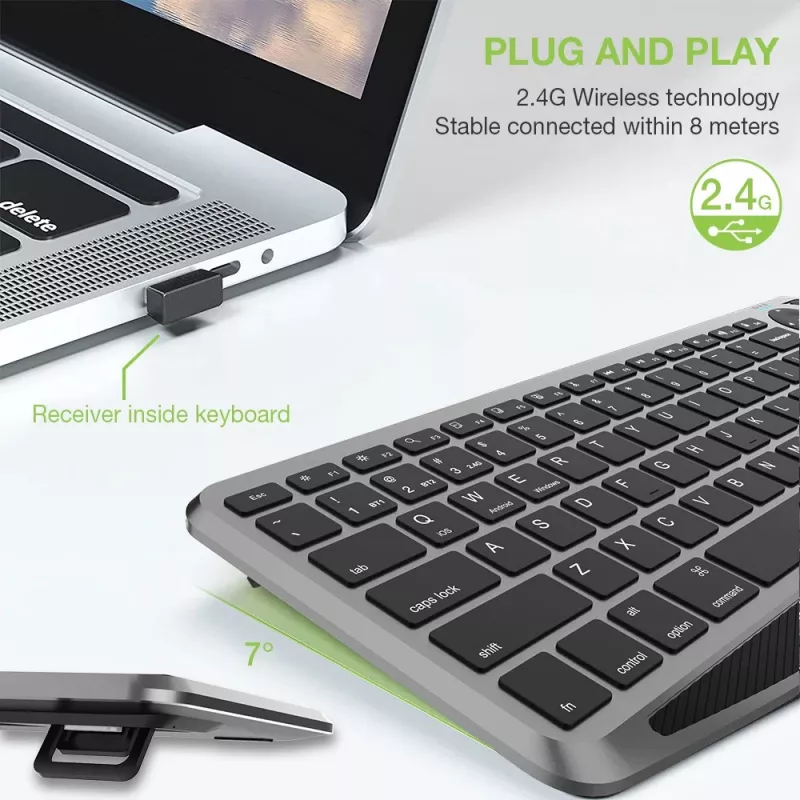 Techly ICTB9801TB -näppäimistö universaali RF langaton + Bluetooth QWERTY US English musta