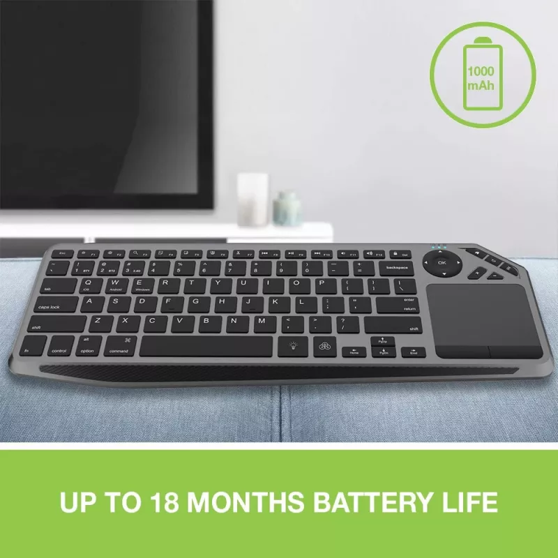 Techly ICTB9801TB -näppäimistö universaali RF langaton + Bluetooth QWERTY US English musta