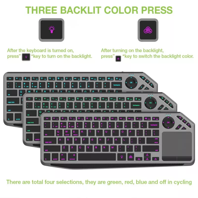 Techly ICTB9801TB -näppäimistö universaali RF langaton + Bluetooth QWERTY US English musta