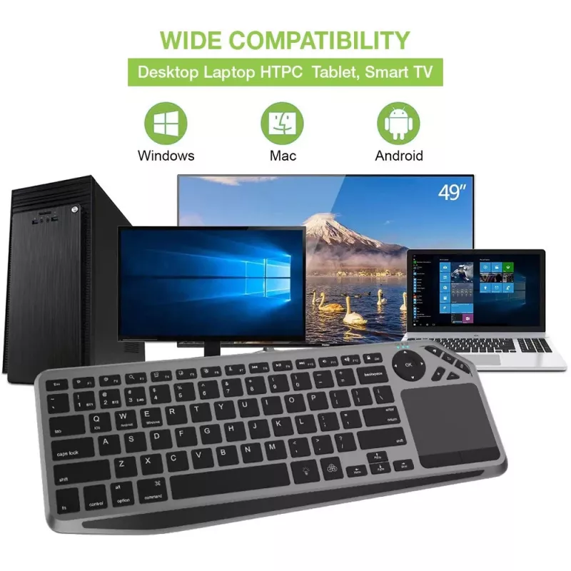 Techly ICTB9801TB -näppäimistö universaali RF langaton + Bluetooth QWERTY US English musta