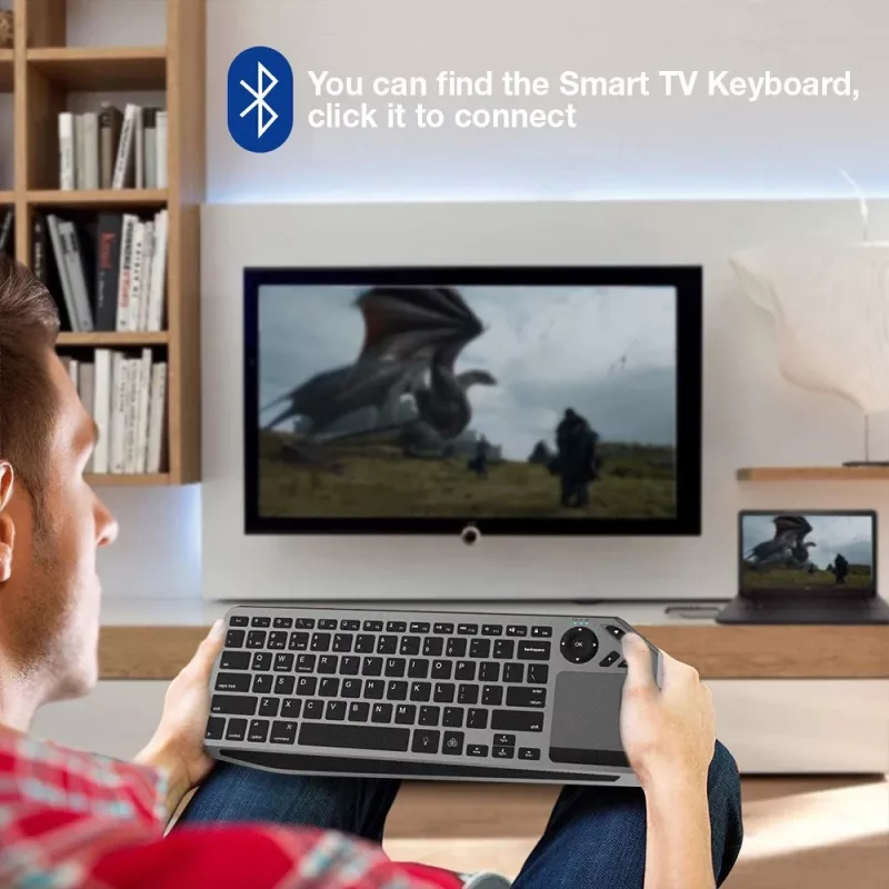 Techly ICTB9801TB -näppäimistö universaali RF langaton + Bluetooth QWERTY US English musta
