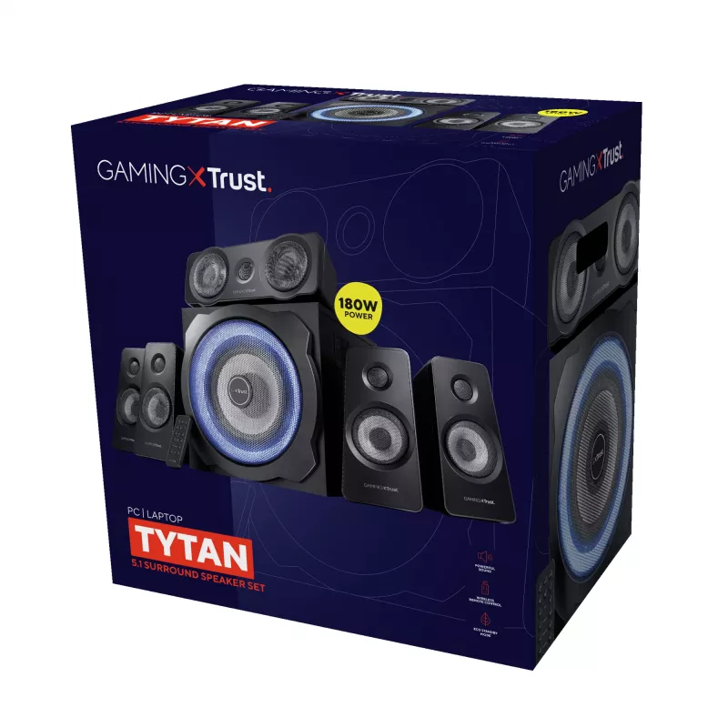 Trust GXT 658 Tytan 5.1 -kaiutinsarja 90 W universaali musta 5.1 kanavaa