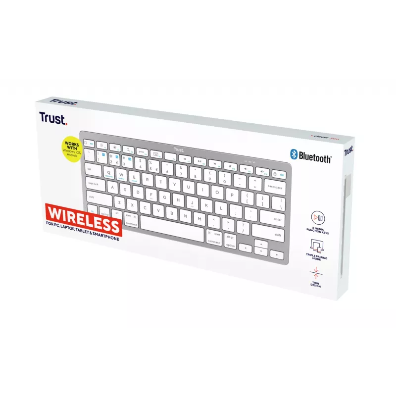 Trust 24651 langaton QWERTY US English -näppäimistö, hopea