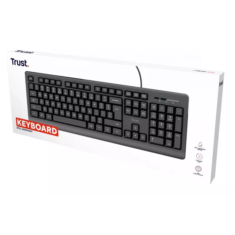 Trust 24639 näppäimistö Office USB US-englanti musta