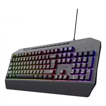 Langallinen pelinäppäimistö TRUST GXT 836 Evocx USB QWERTY US-englanti, RGB-valaistus, rannetuki, 114 näppäintä, 110 %:n asettelu