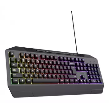 Langallinen pelinäppäimistö TRUST GXT 836 Evocx USB QWERTY US-englanti, RGB-valaistus, rannetuki, 114 näppäintä, 110 %:n asettelu