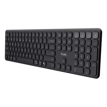 Trust Vaiya 25511 langaton monilaitenäppäimistö, USB RF + Bluetooth, US-asettelu, numeronäppäimistö, sisäänrakennettu ladattava akku, musta