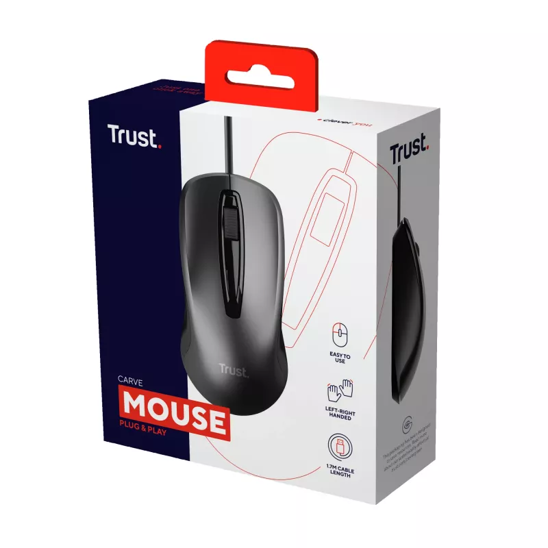 Trust Carve hiiri toimisto molempikätinen USB Type-A optinen 1200 DPI