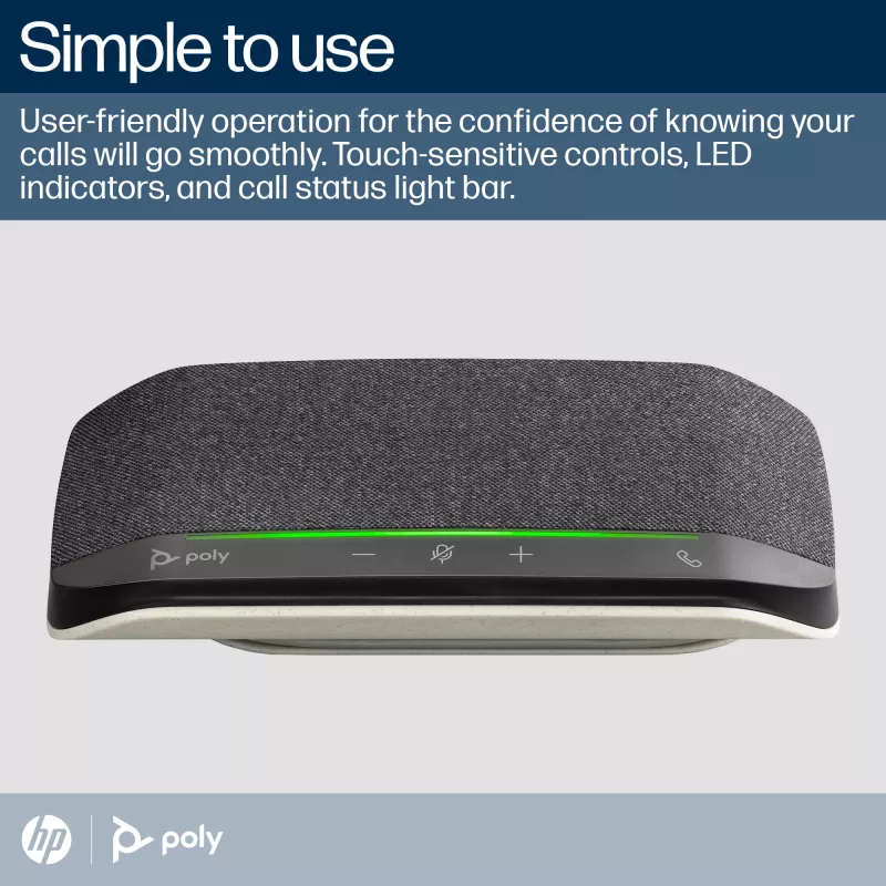 HP Poly Sync 10 kaiutin + USB-A–USB-C-kaapeli, PC, musta, 0,715 m, Windows 10, Windows 11, MacOS, 100–7800 Hz