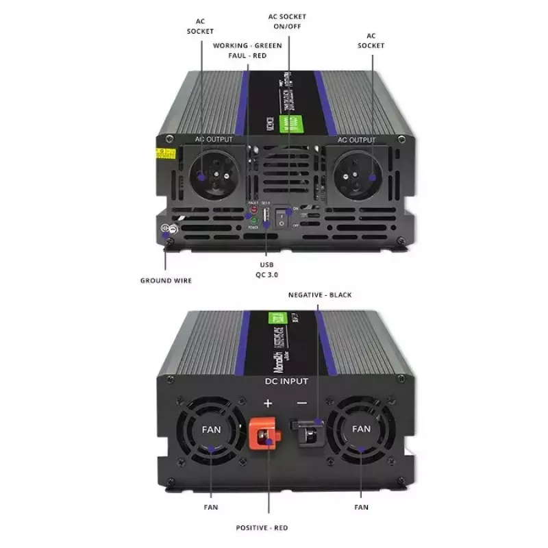 Vaihtosuuntaaja QOLTEC Monolith 6000 MS 12V–230V 6000W