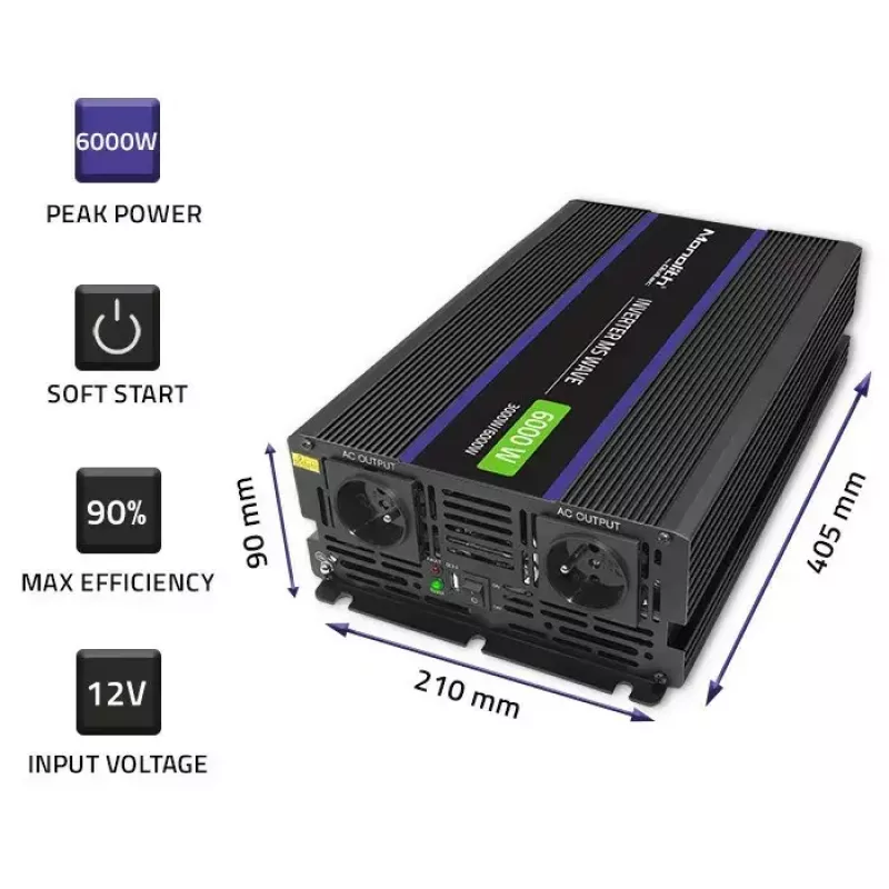 Vaihtosuuntaaja QOLTEC Monolith 6000 MS 12V–230V 6000W