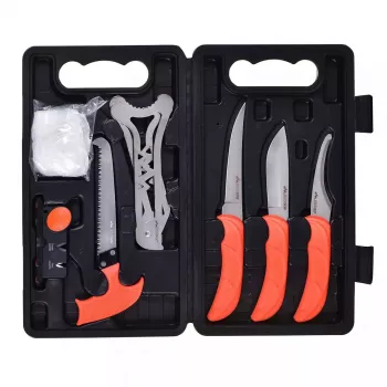 Kiinteäteräinen metsästysveitsisarja Outdoor Edge Jaeger Pak 02OE069 veitsellä ja työkaluilla riistan käsittelyyn