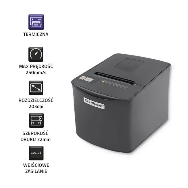 Lämpö-tulostin QOLTEC 50256 USB-liitännällä – kompakti POS-tulostin
