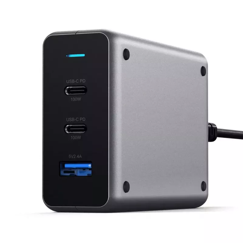 Mobiililaturi Satechi ST-TC100GM-EU, 100 W, 2× USB-C, AC-tulo 100–240 V, harmaa
