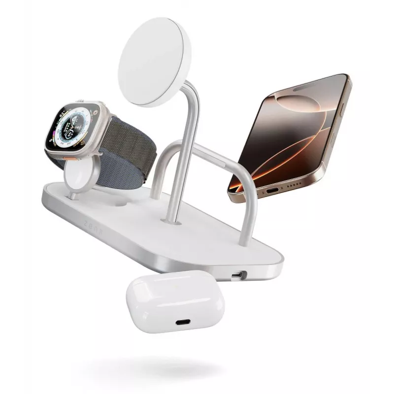 Mobiililaturi ZENS ZEDC29W/00 pikalataus langaton hopea valkoinen