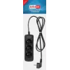 Activejet 3GNU-1.5M-C jatkopistorasia johdolla, 1,5 m, musta