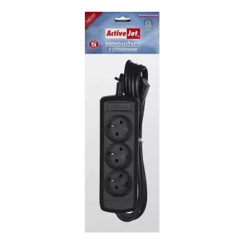 Jatkojohto ActiveJet 3GNU-1.5M-C — 3 pistorasiaa, 1,5 m johto, 230 V, 10 A, musta