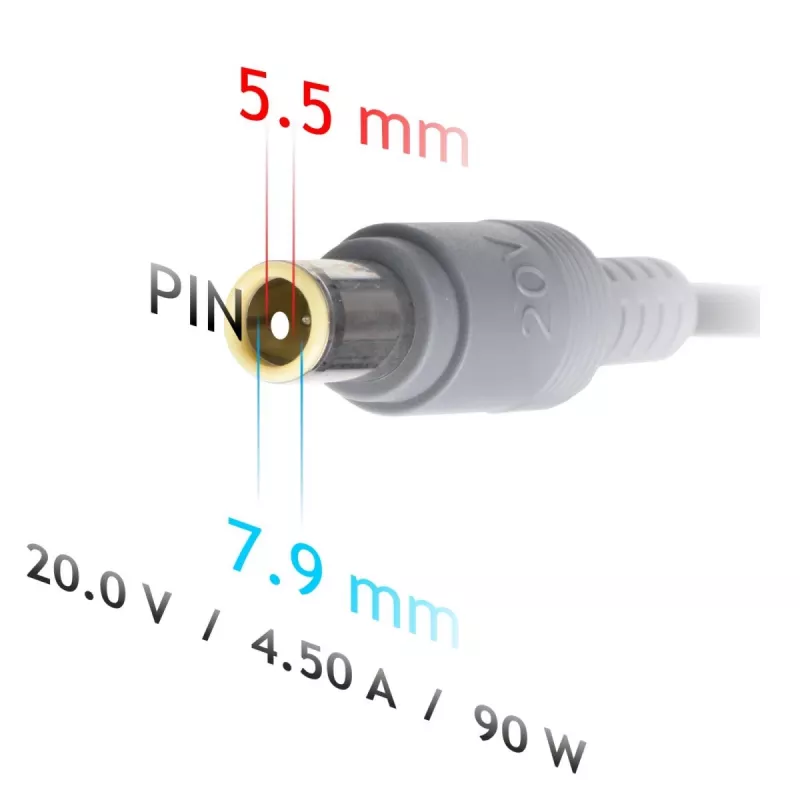 Akyga AK-ND-18 kannettavan tietokoneen virtalähde Lenovolle, 90 W, 20 V / 4,5 A, 7,9 x 5,5 mm nastalla