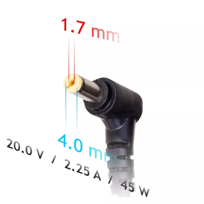 Akyga AK-ND-50 kannettavan tietokoneen virtalähde Lenovolle, 45 W, 20 V / 2,25 A, 4,0 x 1,7 mm