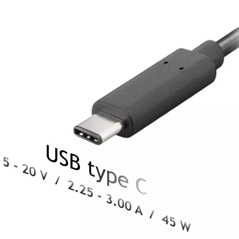 Akyga AK-ND-60 USB-C-kannettavan tietokoneen virtalähde 45 W, Power Delivery, 5–20 V, 1,2 m