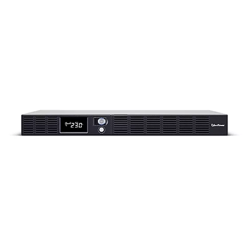 Keskeytymätön virransyöttö CYBERPOWER OR1000ERM1U — 1 kVA (600 W), Line-Interactive, Rackmount 1U, 6× C13-lähtöä, LCD, hopea
