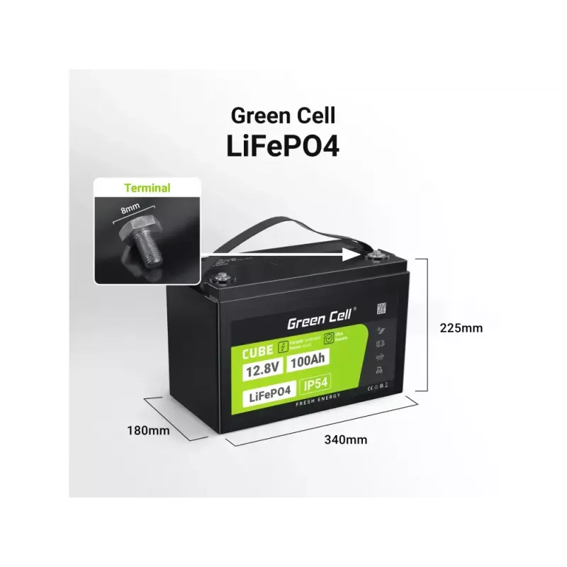 UPS-akku Green Cell LFPGC12V100AH litium-rautafosfaatti 12,8V 100Ah