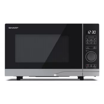 Yksittäismikroaaltouuni Sharp YC-PS204AE-S, 20 L, 800 W, LED-kosketusohjaus, 10 tehotasoa, pyörivä lautanen 24,5 cm, hopea