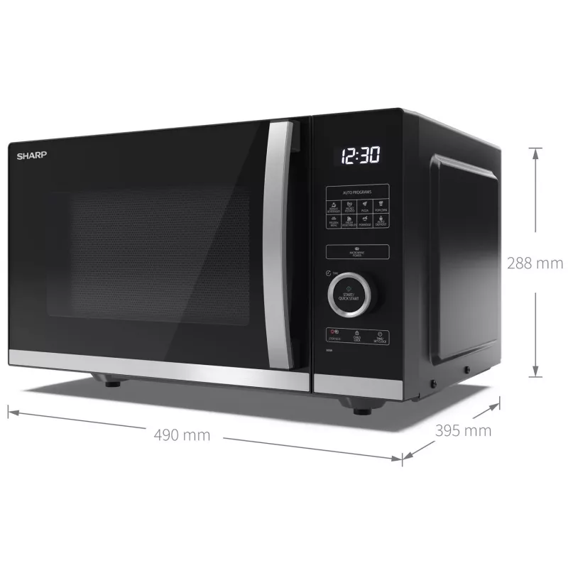 Sharp YC-QS254AE-B mikroaaltouuni musta, ruostumaton teräs yksittäismikroaaltouuni työtaso 25 l 900 W