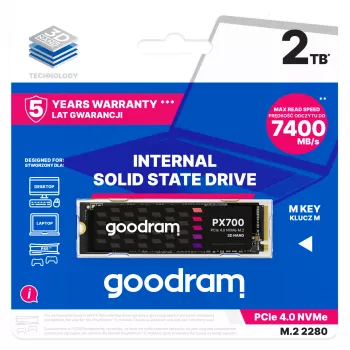 Goodram PX700 SSD SSDPR-PX700-02T-80 sisäinen SSD-asema 2 TB M.2 PCI Express 4.0 NVMe 3D-NAND