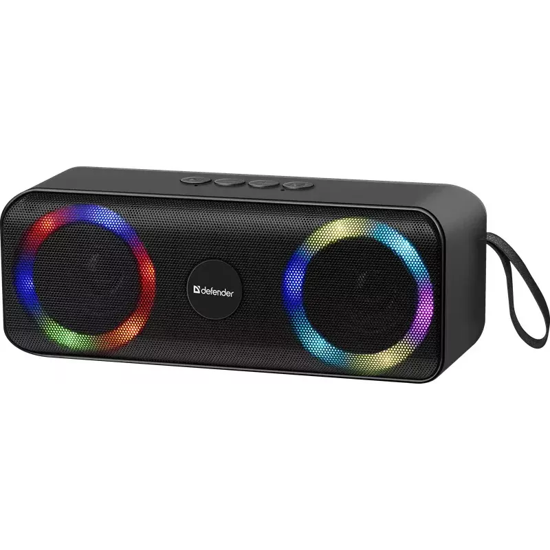 Kannettava Bluetooth-mono-kaiutin DEFENDER Q1 musta, 10 W RMS, 1200 mAh, Bluetooth 5.0, MicroSD, FM, AUX, USB
