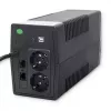 Qoltec Monolith 53979 UPS-laite, line-interactive, 850 VA / 480 W, 2 Schuko-pistorasiaa, LCD, USB, RJ45