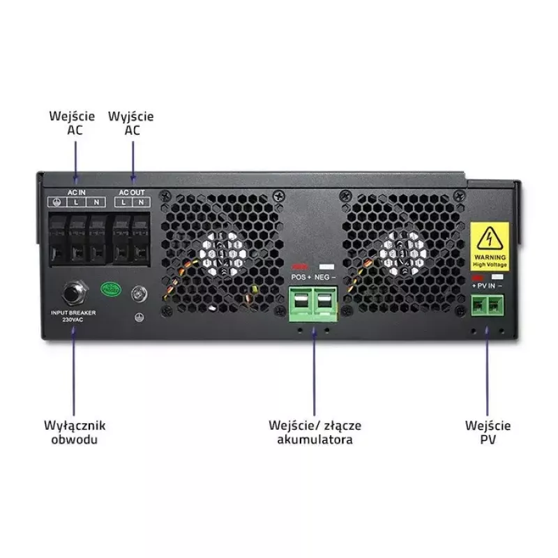 Qoltec 53886 off-grid-hybridiaurinkoinvertteri, 3,5 kW, 100 A MPPT, 24 V, puhdas siniaalto