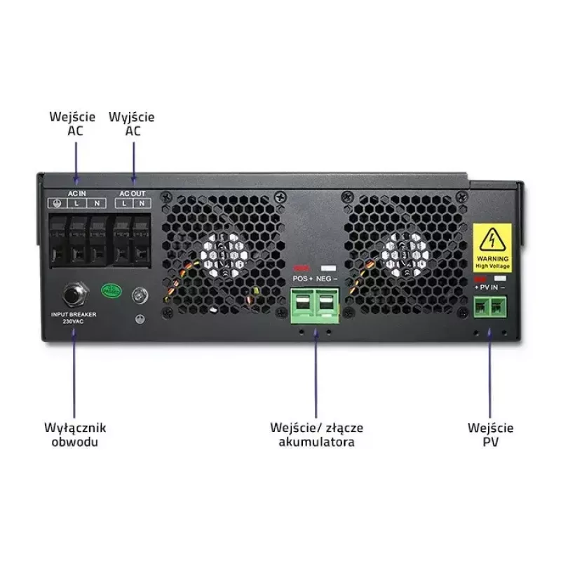 Qoltec 53886 off-grid-hybridiaurinkoinvertteri, 3,5 kW, 100 A MPPT, 24 V, puhdas siniaalto