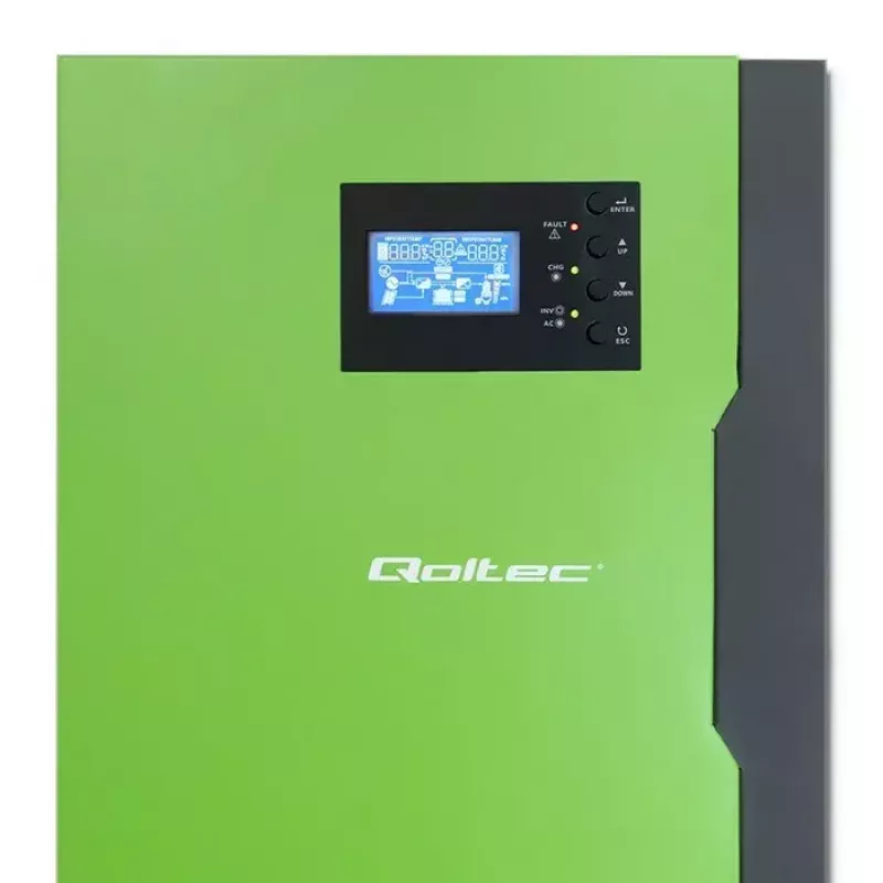 Qoltec 53886 off-grid-hybridiaurinkoinvertteri, 3,5 kW, 100 A MPPT, 24 V, puhdas siniaalto