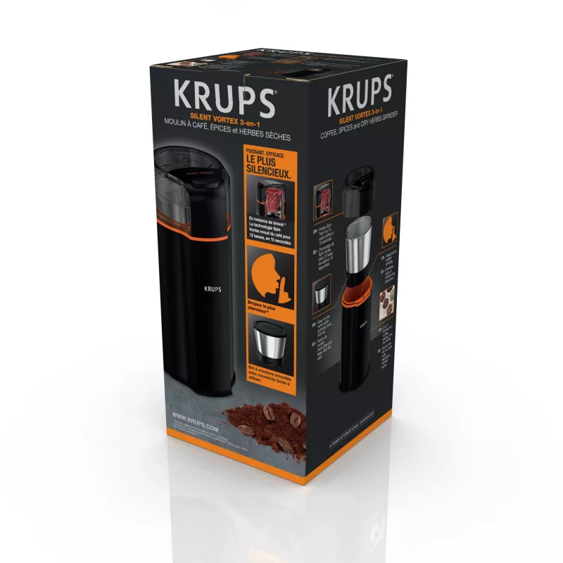 Terämyllä Krups Silent Vortex GX3328 175 W musta 90 g kapasiteetti