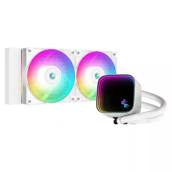 All-in-One-nestejäähdytin DeepCool LS520 SE WH – 240 mm:n radiaattori, 2x 120 mm PWM-tuulettimet, valkoinen, kuparipohjalevy
