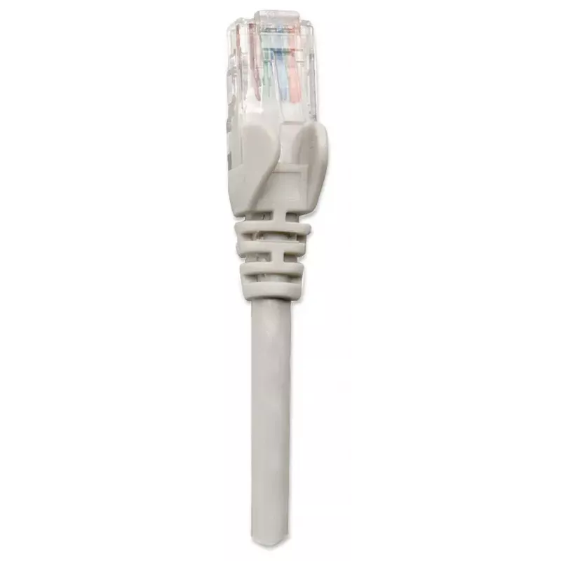 Intellinet 319768 Cat5e U/UTP kytkentäkaapeli, 3 m, RJ45-RJ45, CCA, PVC, kullatut kontaktit, snagless, harmaa