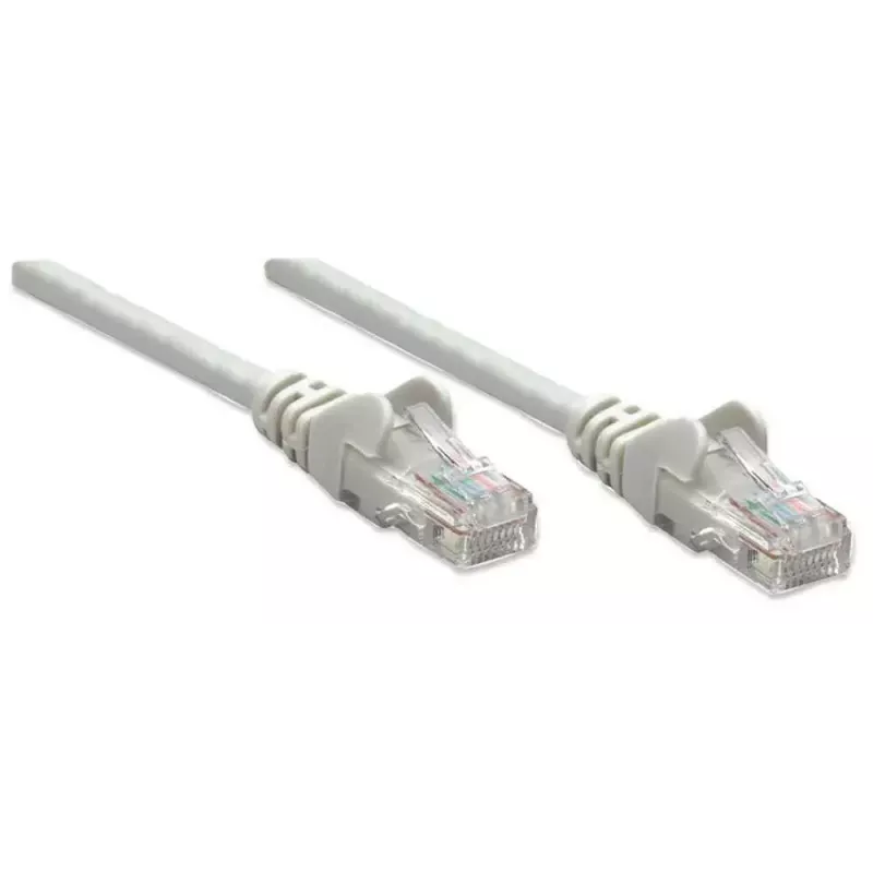 Intellinet 319768 Cat5e U/UTP kytkentäkaapeli, 3 m, RJ45-RJ45, CCA, PVC, kullatut kontaktit, snagless, harmaa