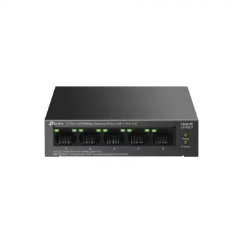 Hallitsematon kytkin TP-LINK LS105P, 5x Fast Ethernet (10/100) -porttia, 4x PoE-porttia, 1 Gbit/s kytkentäkapasiteetti, tuuletinvapaa, musta