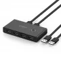 Ugreen 30767 USB 2.0 -kytkinlaite, 4 porttia, 1,5 m USB-kaapelit, musta