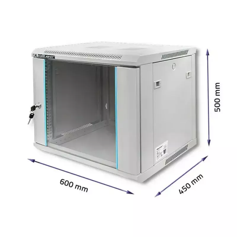19 tuuman räkkikaappi QOLTEC 9U malli 54484, mitat 600x500x450 mm