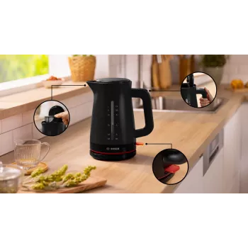 Sähköinen vedenkeitin Bosch MyMoment TWK3M123 — 1,7 L, 2400 W, musta