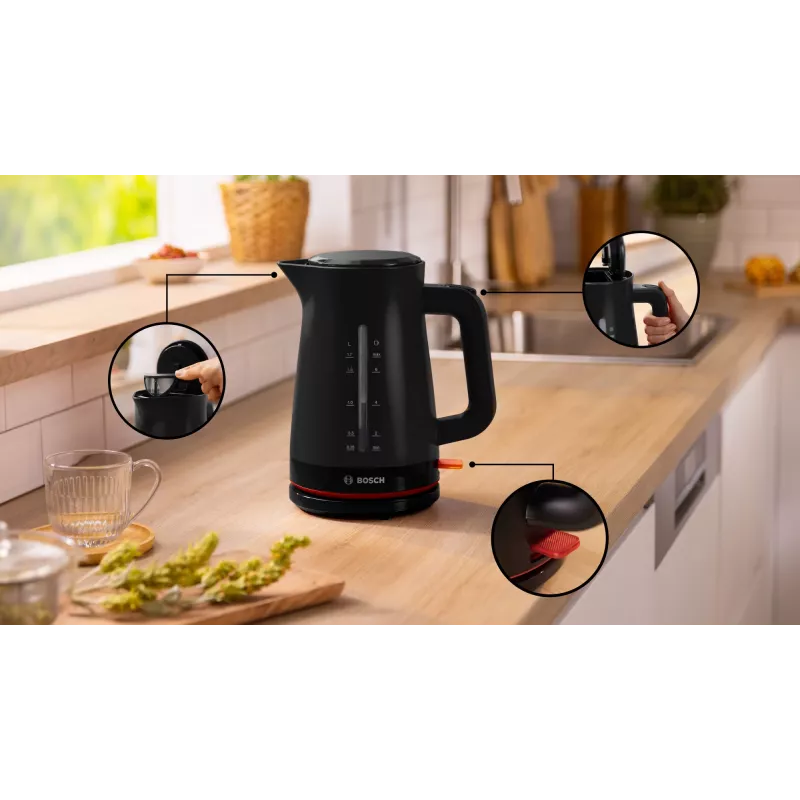 Sähköinen vedenkeitin Bosch MyMoment TWK3M123 — 1,7 L, 2400 W, musta