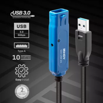 USB-jatkokaapeli Lindy 10m Active Extension Pro